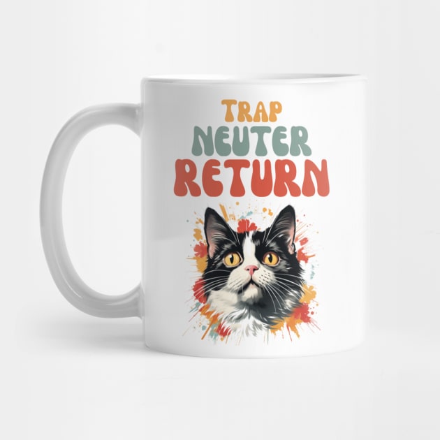 Groovy Trap Neuter Return Cat Design - Supporting Feral Cats' Welfare by KittyStampedeCo